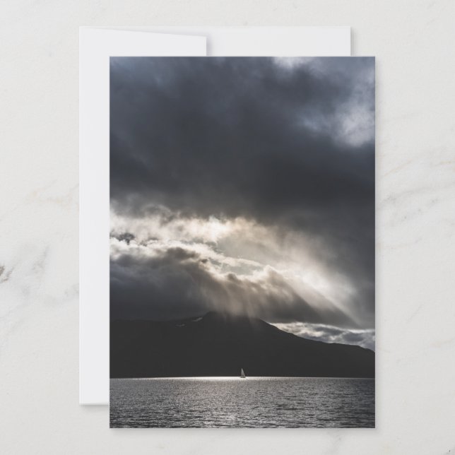 Segelbåten - Sjölandskapet Norge Photo Kort (Framsida)