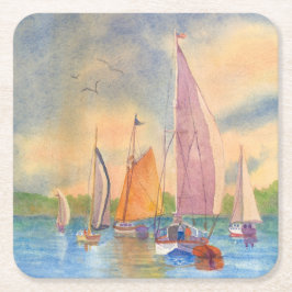 Segelbåten Underlägg, Maine Underlägg Papper Kvadrat