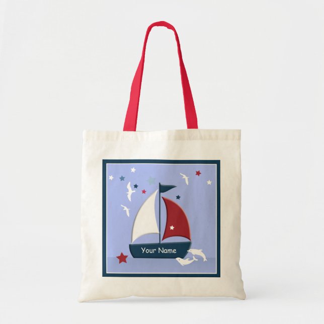 Segelbåtens design Cute Nautical Go-båt Tygkasse (Framsidan)