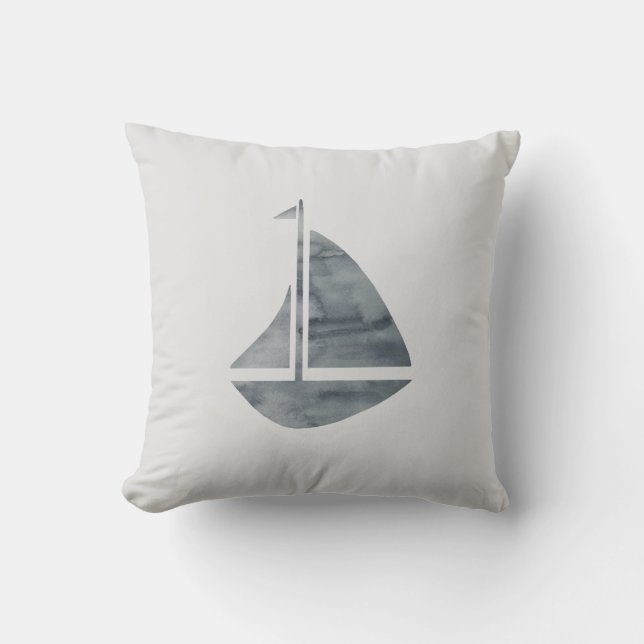 Segelbåtens Nautical Grått Beach Decor Pillow Kudde (Framsida)