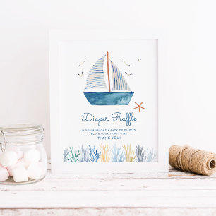 Segelbåtens nautisk babystölder - Diaper Raffle Si Poster