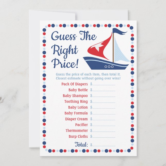 Segelbåtens nautiska gissning Högerna Prisa Baby (Framsida)