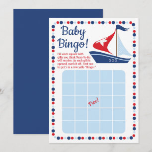 Segelbåtens nautiskt babyskor Bingo-spel Inbjudningar