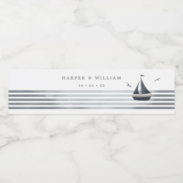 Segelbåtkust Vattenflaskor Etikett (Singel etikett)