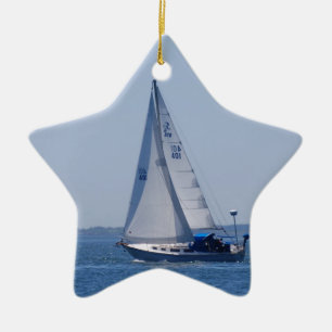 Segelbåtprydnad Julgransprydnad Keramik