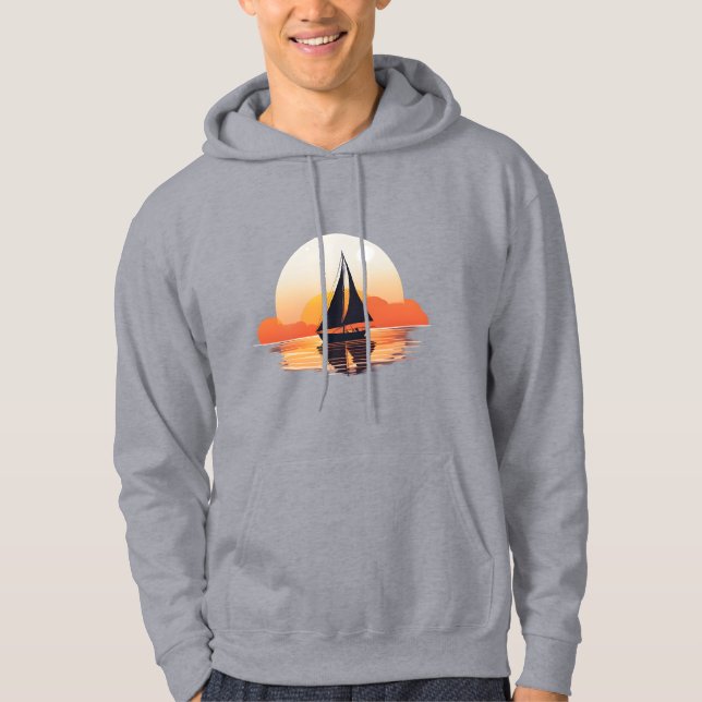 Segelbåts Mans T-Shirt Hoodie (Framsida)