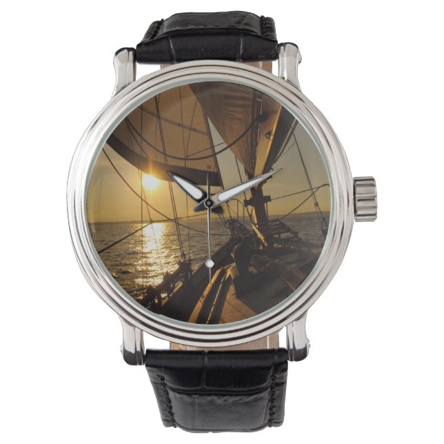 Segelbåtsdäck, väg in i Sol Armbandsur (Framsida)