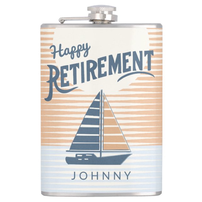 Segelbåtsglas lycklig pension fickplunta (Framsidan)