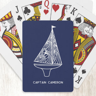 Segelbåtskapten Namn Marinblå Casinokort