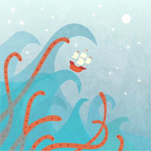 Segelbåtsmonster Klistermärken (Framsida)