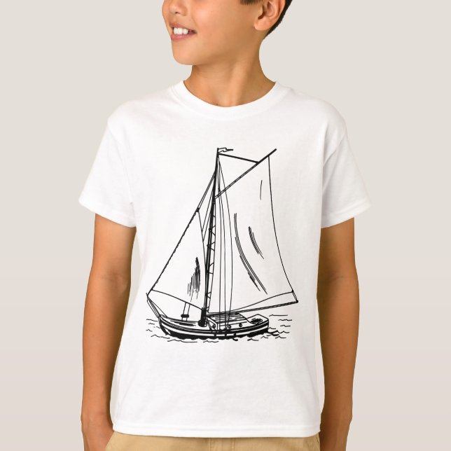 Segelbåtteckningvintage Tee Shirt (Framsida)