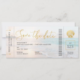Segelboardingpass Biljett Beach Wedding Spara Datumet