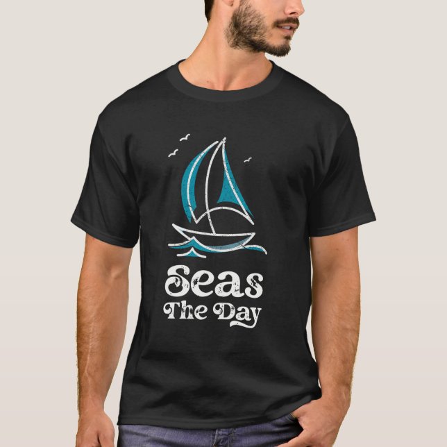Segeldesign med sjömansfart, dag nautisk fart för t shirt (Framsida)
