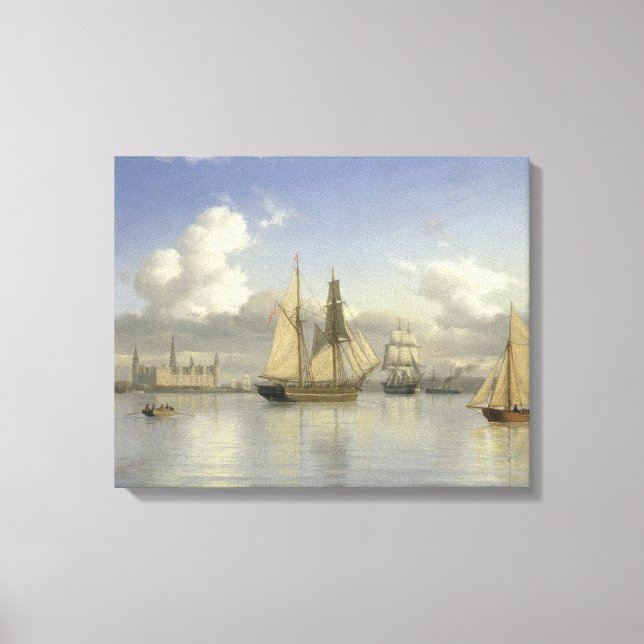 Segelfartyg av Kronborg Castle, Sverige, 1880 Canvastryck (Framsida)