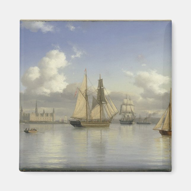 Segelfartyg av Kronborg Castle, Sverige, 1880 Magnet (Framsidan)