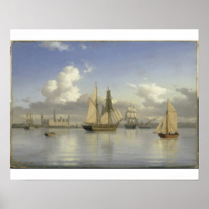 Segelfartyg av Kronborg Castle, Sverige, 1880 Poster