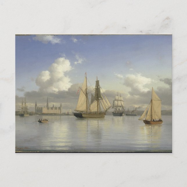 Segelfartyg av Kronborg Castle, Sverige, 1880 Vykort (Framsida)