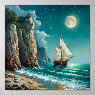 Segelfartyg Ocean Classic Seascape Maritime Poster