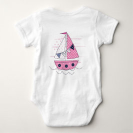 Segelfartyg Tjej Porthole Rosa Vit Prick  T Shirt