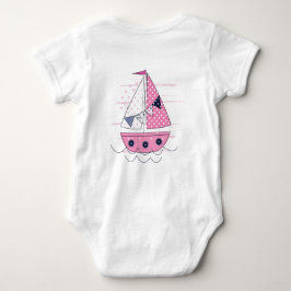 Segelfartyg Tjejfönster Rosa Vitt Prickmönster T Shirt