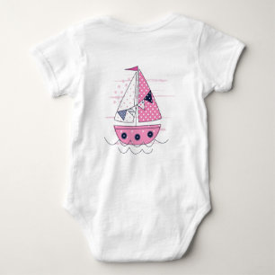 Segelfartyg Tjejfönster Rosa Vitt Prickmönster T Shirt