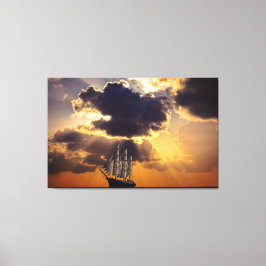 Segelfartyg under Sunset Canvas Art