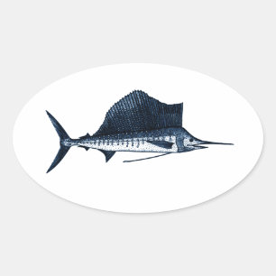 Segelfisk Logotyp Ovalt Klistermärke
