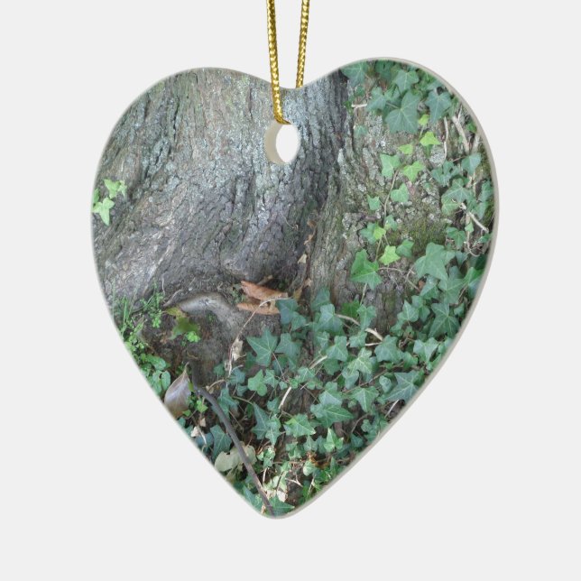 Segelfiske i träd och vivel i skog julgransprydnad keramik (Vänster)