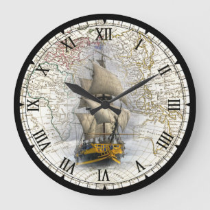 SegelFrakt  ~ 1789 Östra Hemisphere Karta ~   Stor Klocka