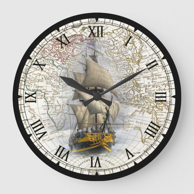 SegelFrakt  ~ 1789 Östra Hemisphere Karta ~   Stor Klocka (Framsida)