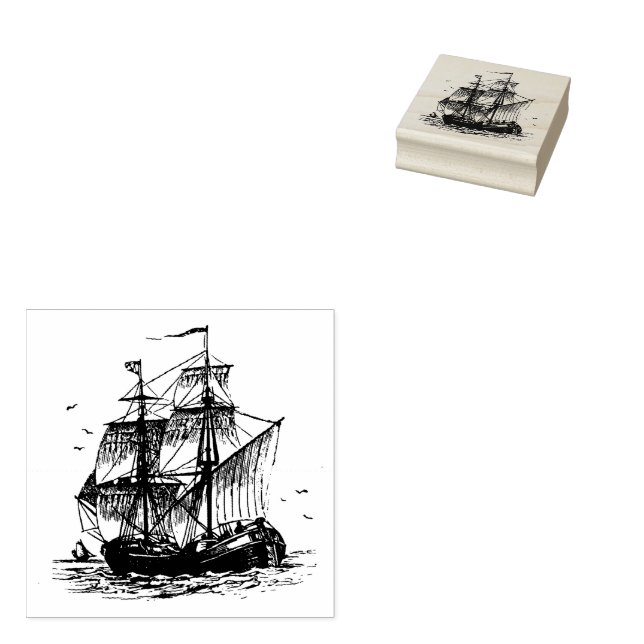 SegelFrakt Wood Frimärke Stämpel (Stämplad)