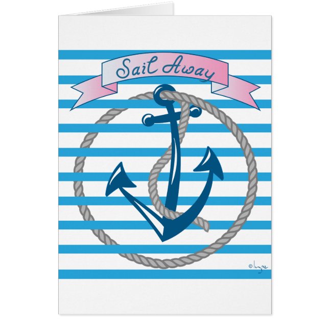 Segelhavsankern Nautical Anchor med blå rand Hälsningskort (Framsidan)
