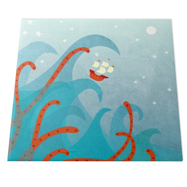 Segelhavsmonster i Frakten Kakelplatta (Sailing sea monster ceramic tile)