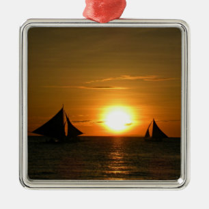 Segelning vid Sunset Julgransprydnad Metall