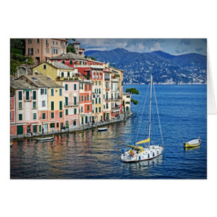 Segelportofino och det italienska Riviera-kortet Hälsningskort