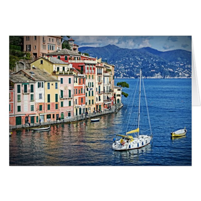 Segelportofino och det italienska Riviera-kortet Hälsningskort (Framsidan Horizontal)