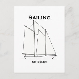 Segelsjögående segelbåt med regn (segelplan) vykort
