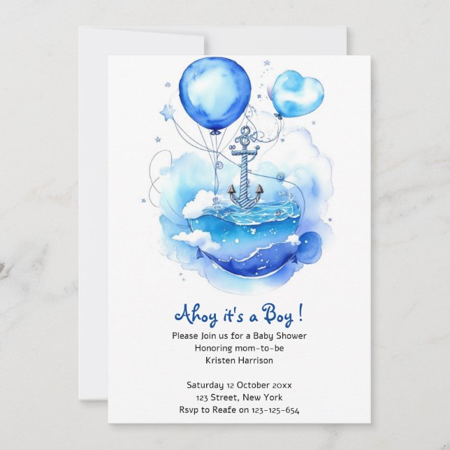 Segelväg till glädjen: Nautical Baby Shower Inbjudningar (Framsida)