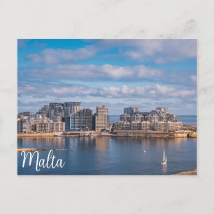 Segemhamn och skyscraper på Malta Vykort