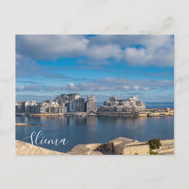 Segemhamn och skyscraper på Malta Vykort (Framsida)