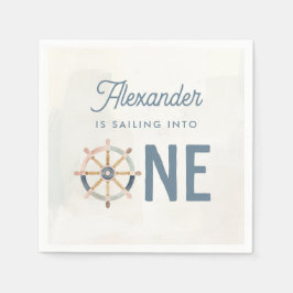 Seger i ett nautiskt första födelsedagsbarn pappersservett