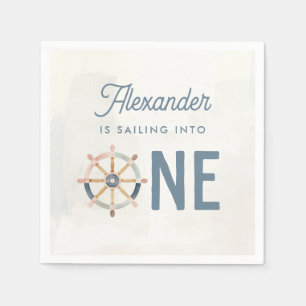 Seger i ett nautiskt första födelsedagsbarn pappersservett