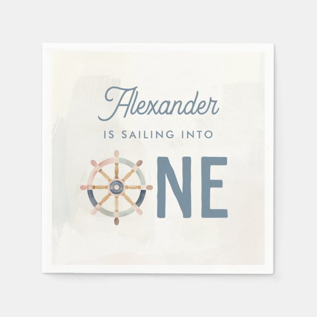 Seger i ett nautiskt första födelsedagsbarn pappersservett (Framsidan)
