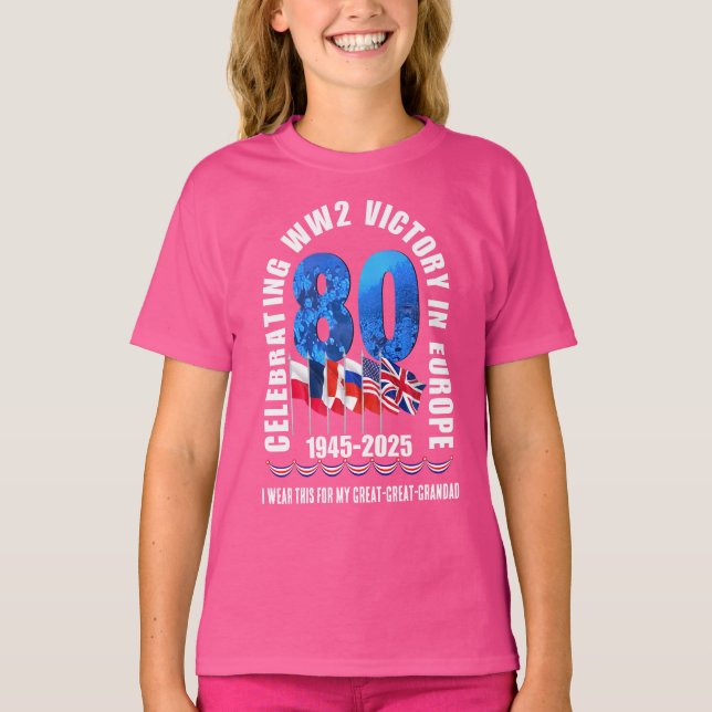 Seger i Europas 80-årsjubileum - matchande familj T Shirt (Framsida)