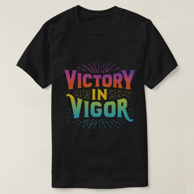 Seger i livskraftig, färglös skjorta t shirt (Design framsida)