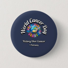 Seger över cancer. Världscancerdagen. Knapp