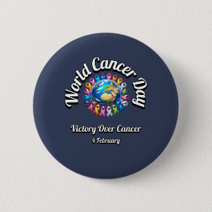 Seger över cancer. Världscancerdagen. Knapp