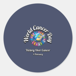 Seger över cancer. Världscancerdagen. Runt Klistermärke