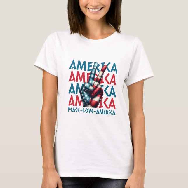 Seger Tecken med Flagga Konst Upprepad Text T Shirt (Framsida)