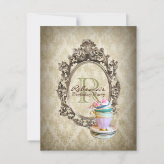 segerrik blommigt cupkaka, Engleskt te party Inbjudningar